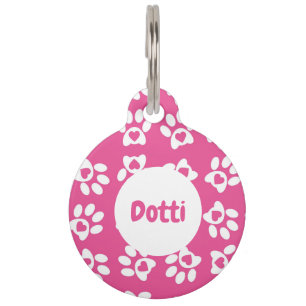 Médaillon Pour Animaux Empreintes de pattes Hot Pink