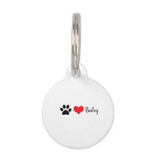 Médaillon Pour Animaux Empreintes de pattes Noir Blanc Rouge mignonne Mon