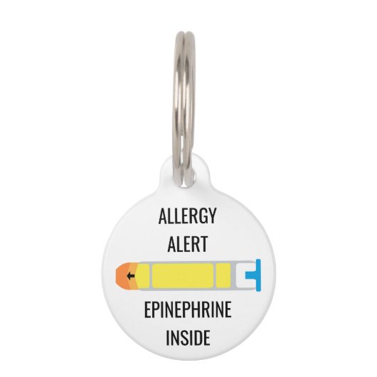 Médaillon Pour Animaux Enfants Alerte allergique Epinephrine à l'intérieu (Devant)