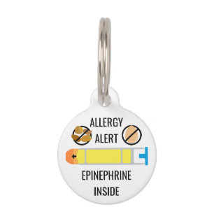 Médaillon Pour Animaux Enfants Arbre Noix OEuf Allergie Alerte Epinephrin