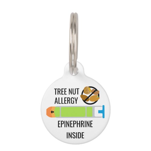 Médaillon Pour Animaux Enfants Arbre Nut Allergie Epinephrine Urgence (Devant)