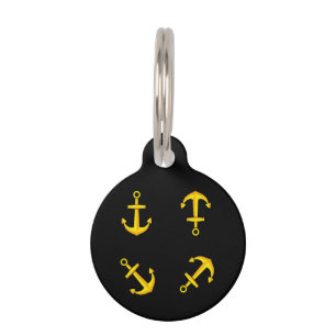 Médaillon Pour Animaux Ensemble d'Ancres en bateau doré   Ajouter un nom
