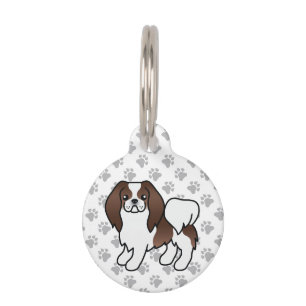 Médaillon Pour Animaux Épagneul Japonais Brun Et Blanc Dessin Animé & Inf