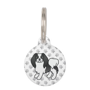 Médaillon Pour Animaux Épagneul Japonais Noir Et Blanc Dessin Animé & Inf