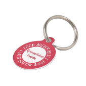 Médaillon Pour Animaux Epinephrine à l'intérieur des aliments Alerte d'al (Côté )