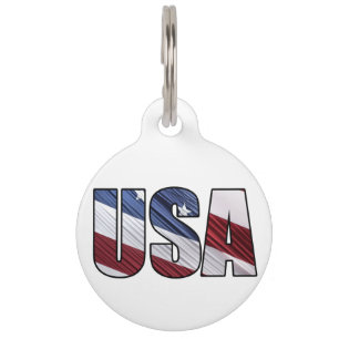 Médaillon Pour Animaux États-Unis en rouge blanc et bleu drapeau patrioti