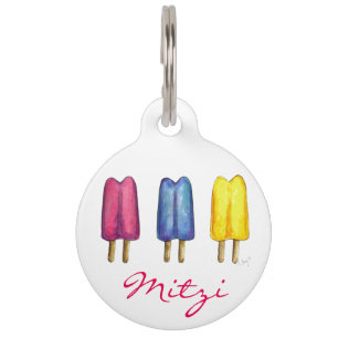 Médaillon Pour Animaux Étiquette Aquarelle Twin Pop Popsicles Chien Popsi