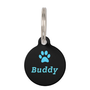 Médaillon Pour Animaux Étiquette bleue d'animal familier d'empreinte de