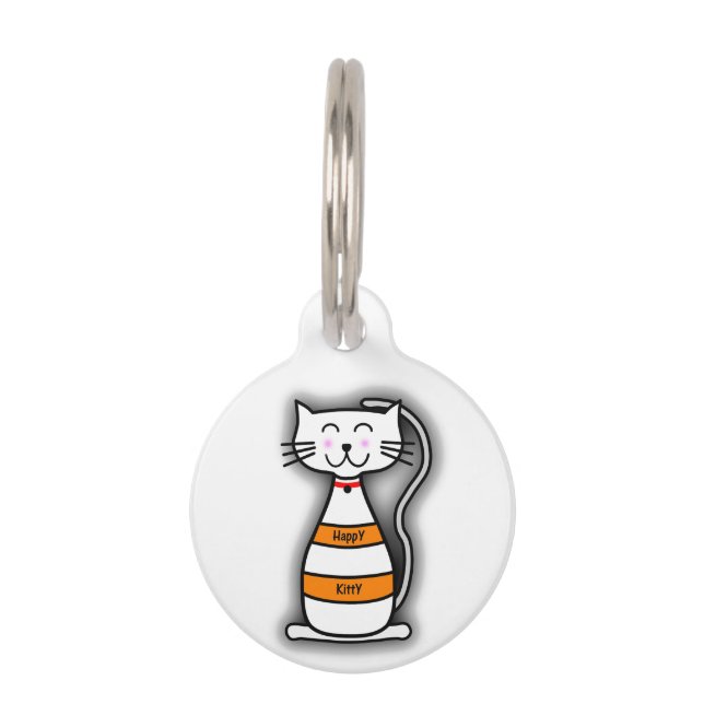 Médaillon Pour Animaux Étiquette de chat heureux (Devant)