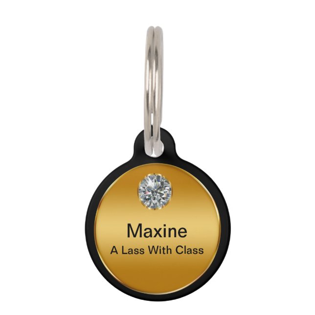 Médaillon Pour Animaux Étiquette de chien chique de monogramme (Devant)