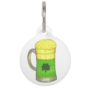 Médaillon Pour Animaux Étiquette de la bière de Shamrock vert Lucky Meer 