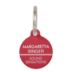 Médaillon Pour Animaux Étiquette de l'opérateur de sonnerie rouge, blanch