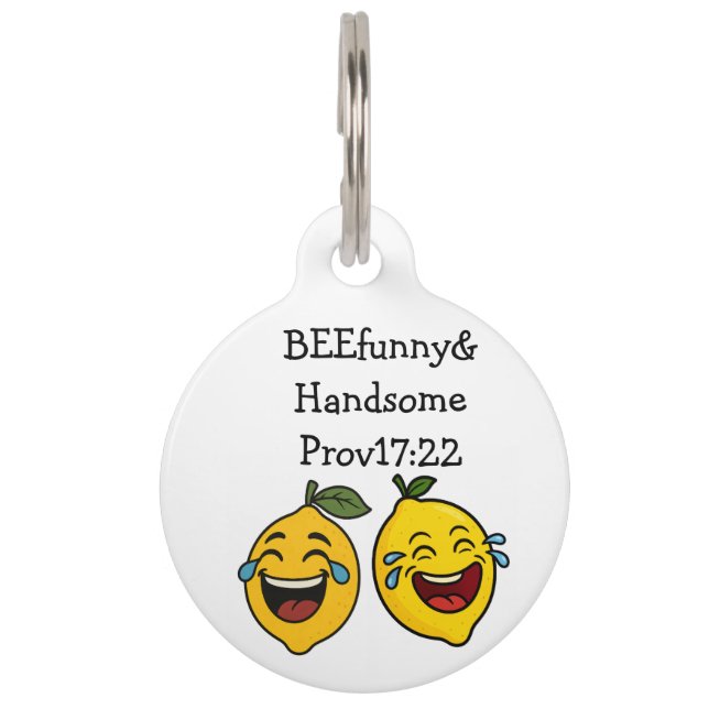 Médaillon Pour Animaux étiquette de nom de chien citron heureux (Devant)