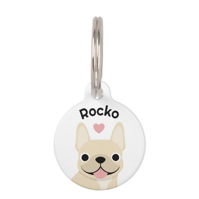 Médaillon Pour Animaux Étiquette d'identification de chien Bouledogue Fra (Devant)