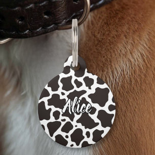 Médaillon Pour Animaux Étiquette d'identification de motif de vache
