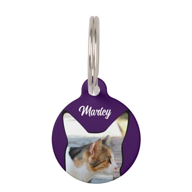 Médaillon Pour Animaux Étiquette d'identification de photo de chat (Devant)