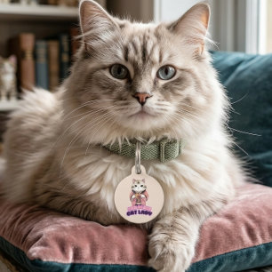 Médaillon Pour Animaux Étiquette d'identification fun pour chat portant u