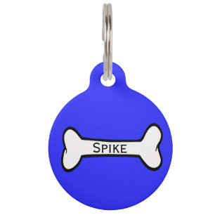 Médaillon Pour Animaux Étiquette faite sur commande bleue et jaune d'os