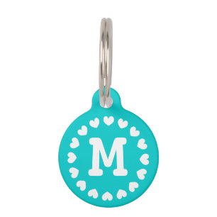 Médaillon Pour Animaux Étiquette monogramme avec le coeur pour chiens et