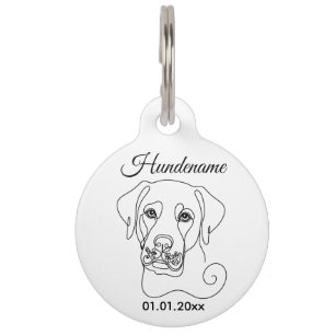 Médaillon Pour Animaux Étiquette personnalisée en art minimaliste pour La