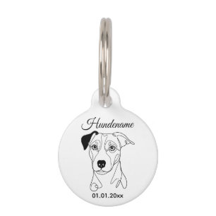 Médaillon Pour Animaux Étiquette personnalisée Jack Russell Minimaliste L
