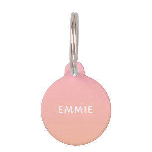 Médaillon Pour Animaux Étiquette personnalisée ombrée été orange rose