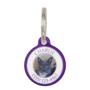 Médaillon Pour Animaux Étiquette PET LOVE Round Pet / Purple