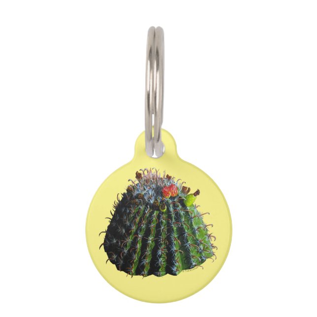 Médaillon Pour Animaux Étiquette pour animal de compagnie rond Cactus (Devant)