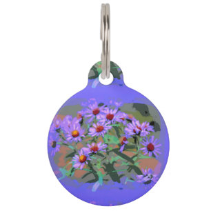 Médaillon Pour Animaux étiquette pourpre d'animal familier d'asters