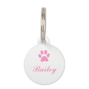 Médaillon Pour Animaux Étiquette rose d'animal familier d'empreinte de