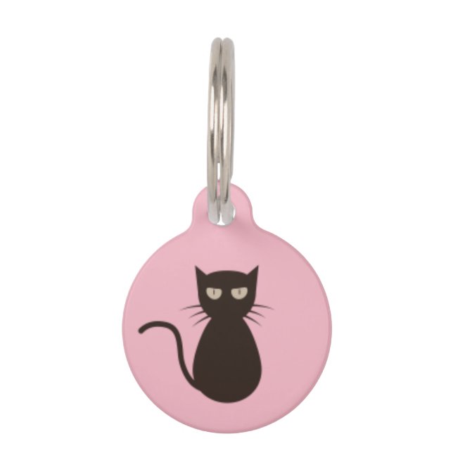 Médaillon Pour Animaux Étiquette rose de chat (Devant)