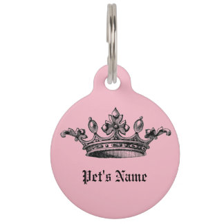 Médaillon Pour Animaux Étiquette rose d'identification de nom d'animal