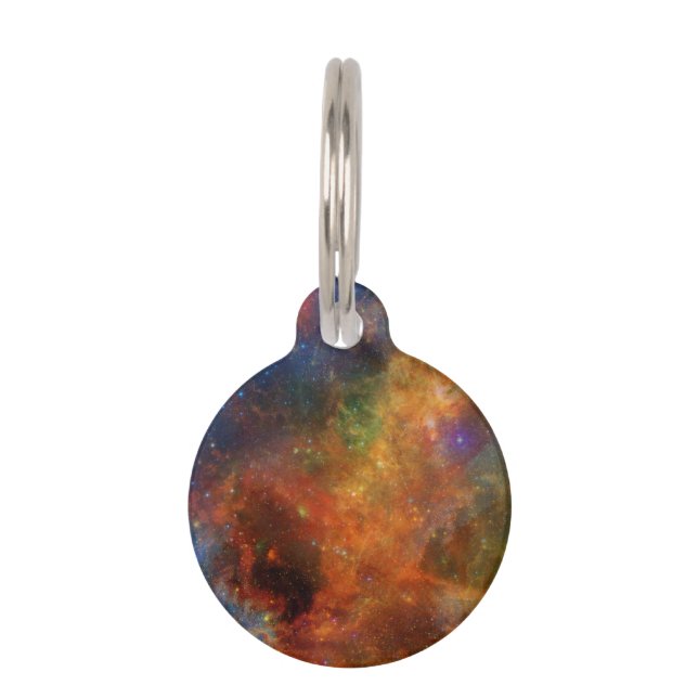 Médaillon Pour Animaux Étoiles et galaxies d'arc-en-ciel (Devant)