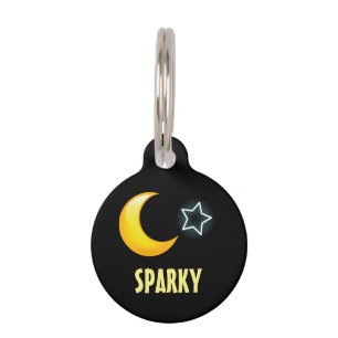 Médaillon Pour Animaux étoiles lune personnalisables