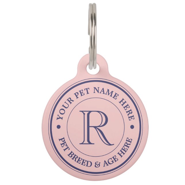 Médaillon Pour Animaux Faites votre propre monogramme de logo de rose de (Devant)