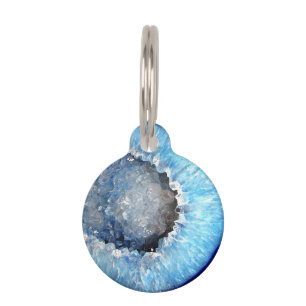 Médaillon Pour Animaux Falln Geode en cristal bleu
