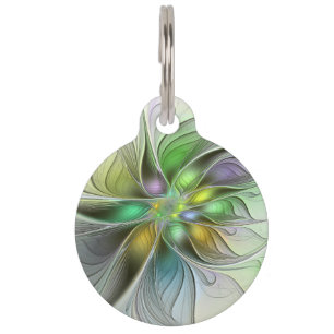 Médaillon Pour Animaux Fantaisie de fleurs colorées abstraites modernes f