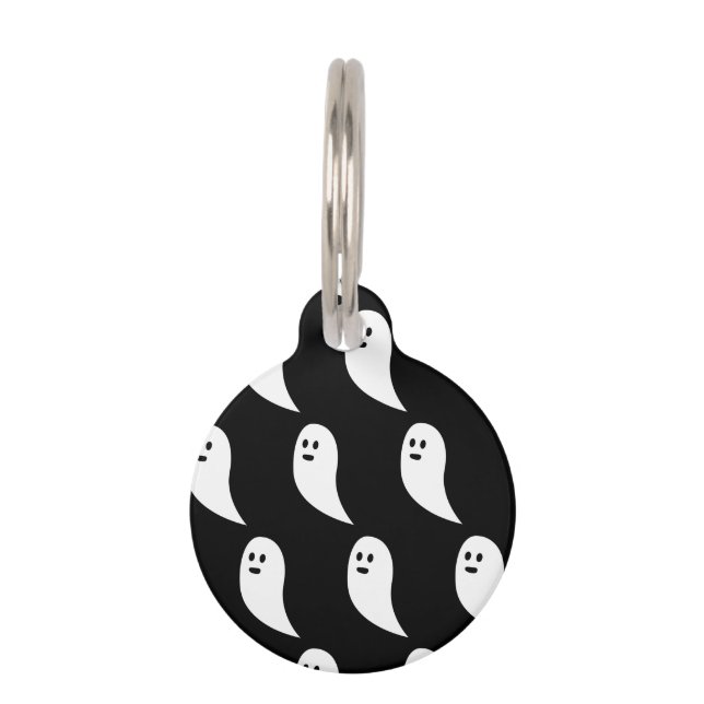 Médaillon Pour Animaux Fantôme Halloween noir blanc mignon motif (Devant)