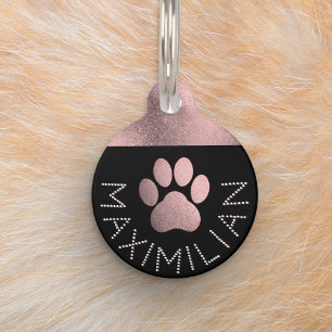 Médaillon Pour Animaux Faux Or Rose Pailleté Effet Diamanté Chien Tendanc