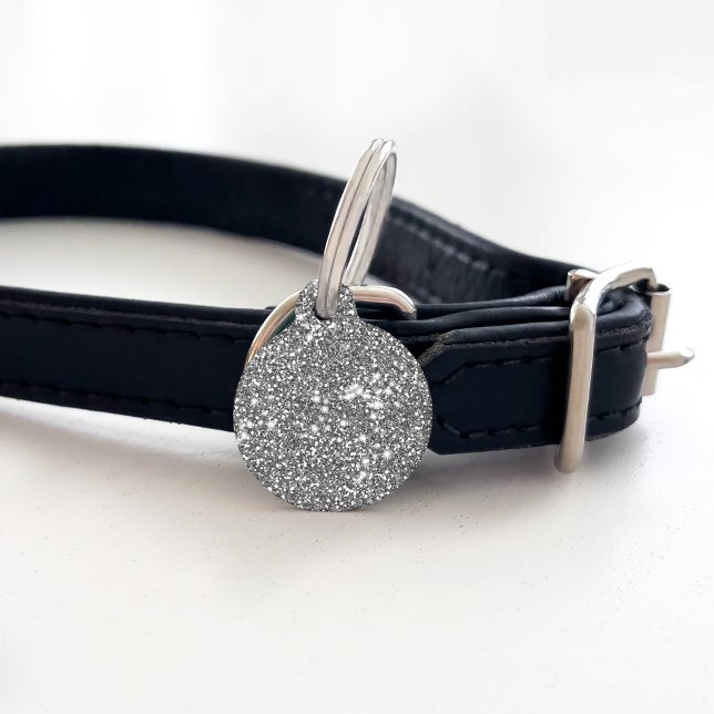 Médaillon Pour Animaux Faux Parties scintillant Argent Texture Look & Inf (Créateur téléchargé)