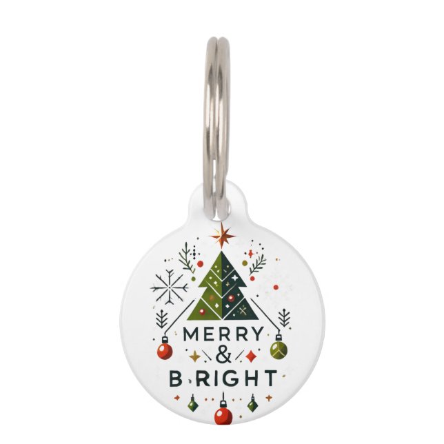 Médaillon Pour Animaux Festive Joyeux et brillant Design d'arbre de Noël (Devant)