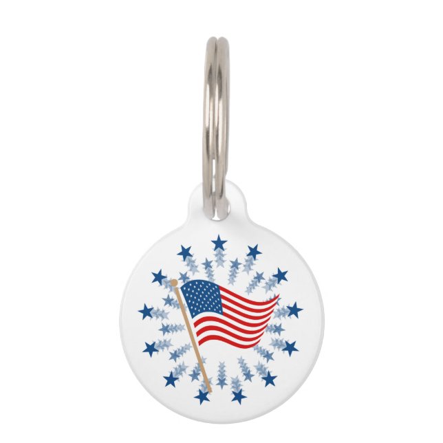 Médaillon Pour Animaux Feu d'artifice Drapeau Américain 4 juillet (Devant)