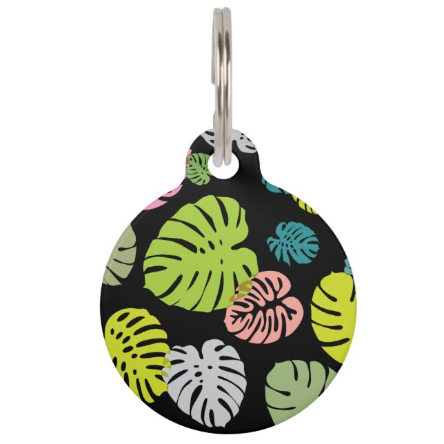 Médaillon Pour Animaux Feuilles tropicales multicolores 2 (Devant)