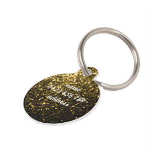 Médaillon Pour Animaux Feux de parties scintillant jaune foncé Personnali
