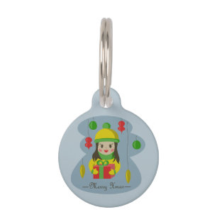 Médaillon Pour Animaux Fille avec boîte cadeau de Noël