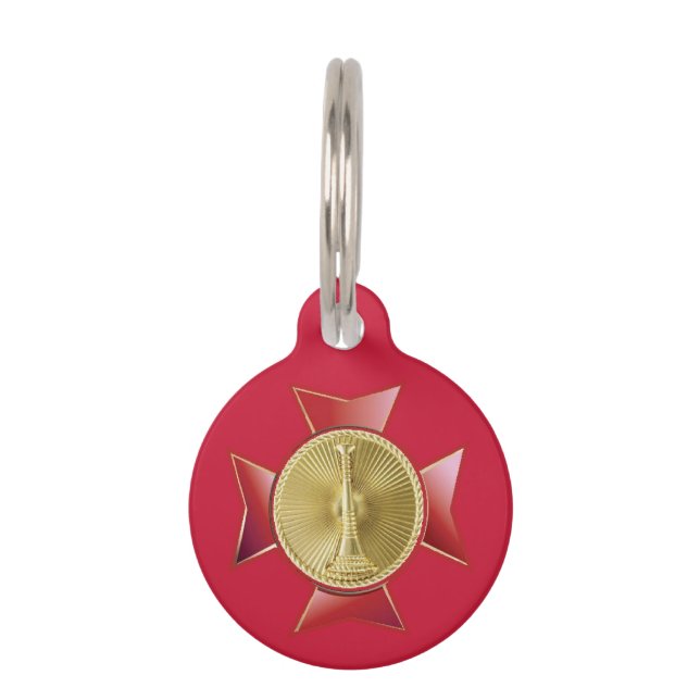 Médaillon Pour Animaux Fire Lieutenant 1 Bugle Maltese Cross (Devant)