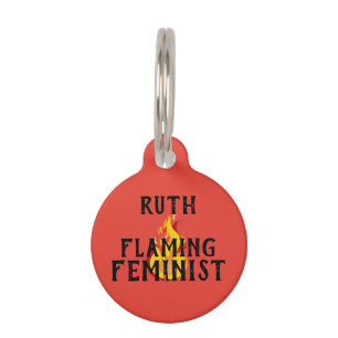 Médaillon Pour Animaux Flaming Feminist RBG Ginsburg Flames féminisme 20