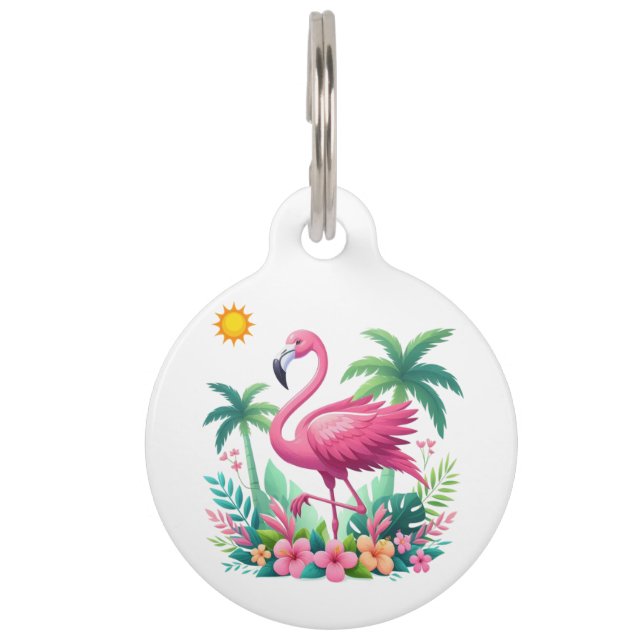 Médaillon Pour Animaux Flamingo rose tropicale/Floride (Devant)
