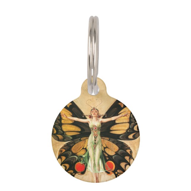Médaillon Pour Animaux Flapper Butterfly Flying Woman Illustration (Devant)
