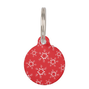 Médaillon Pour Animaux Flèches de neige, Flakes rouges et blancs, Neige